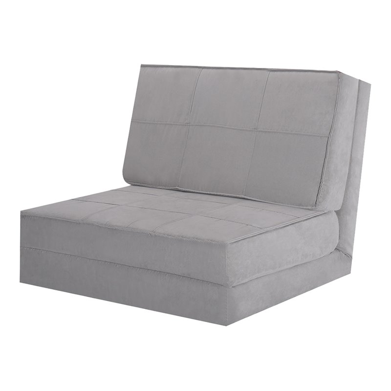 Pemberly Row Fold Down Chair Flip Out Lounger Sleeper Bed in Silver/Gray