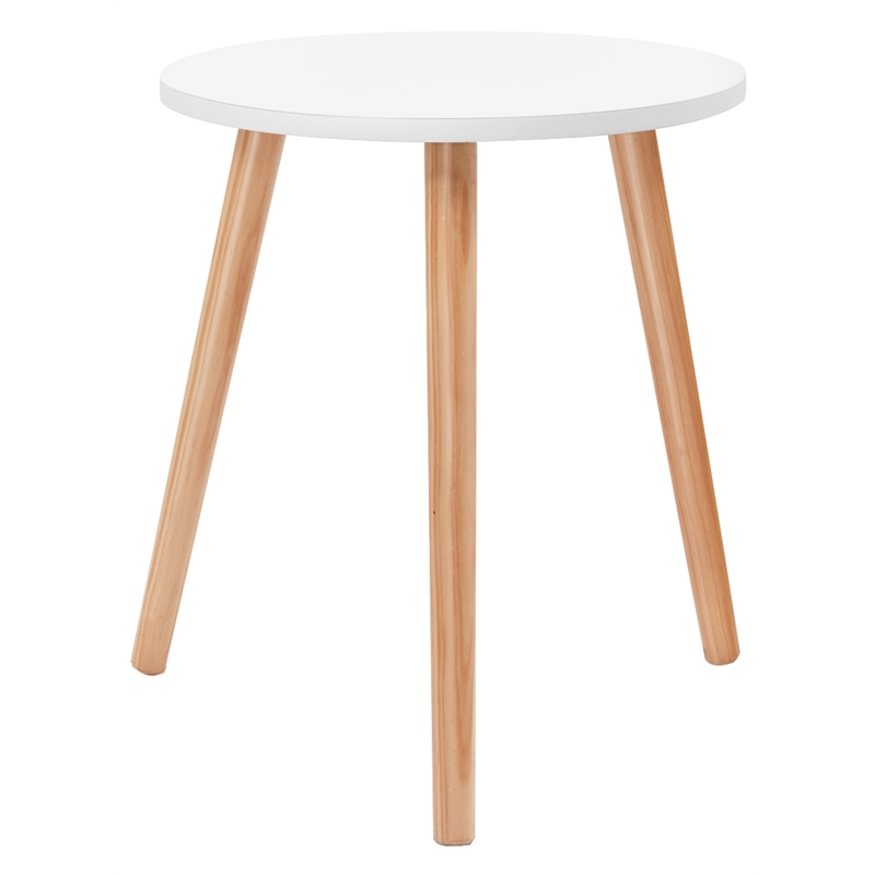 Pemberly Row Contemporary MDF and Beech Wood Coffee Tea Side Sofa Table in White