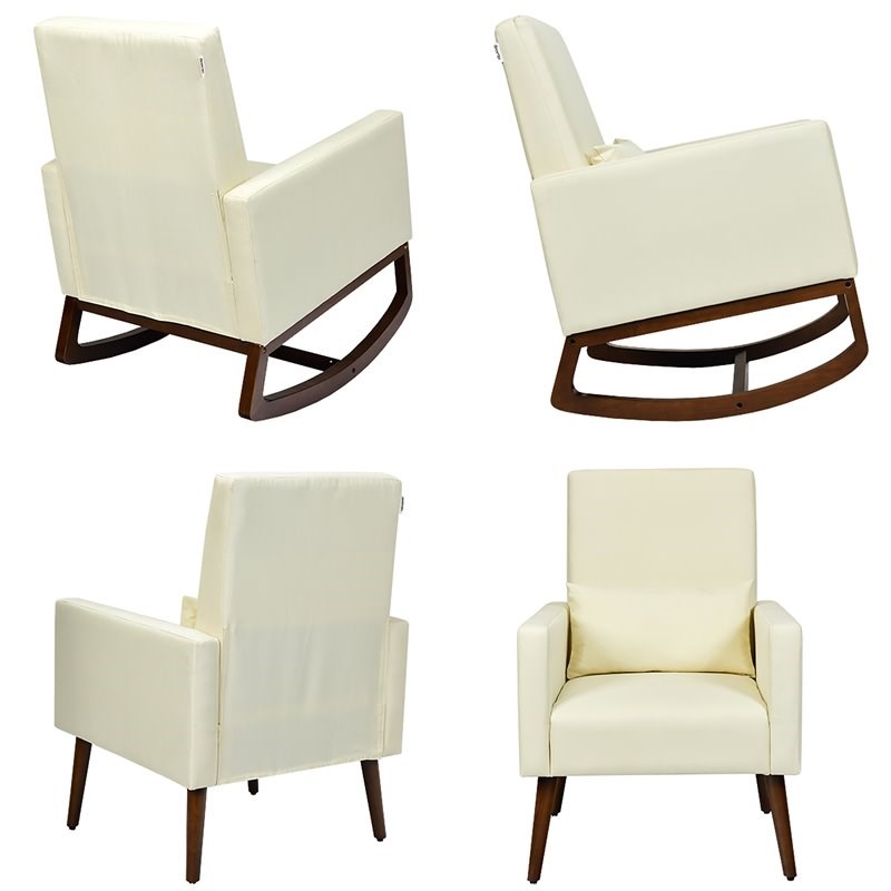Pemberly Row Upholstered Rocking Chair with Pillow in Beige (Set of 2 Dual-use)