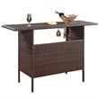 Pemberly Row Rattan Outdoor Patio Bar Counter Table Shelves in Brown