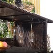 Pemberly Row Rattan Outdoor Patio Bar Counter Table Shelves in Brown