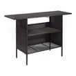 Pemberly Row Rattan Outdoor Patio Bar Counter Table Shelves in Brown