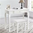Pemberly Row Contemporary Pine Wood Vanity Table Set with 1 Big Drawer in White