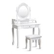Pemberly Row Contemporary Pine Wood Vanity Table Set with 1 Big Drawer in White
