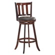 Pemberly Row Rubber Wood and Leather Swivel Bar Stools in Brown (Set of 4)