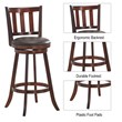 Pemberly Row Rubber Wood and Leather Swivel Bar Stools in Brown (Set of 4)