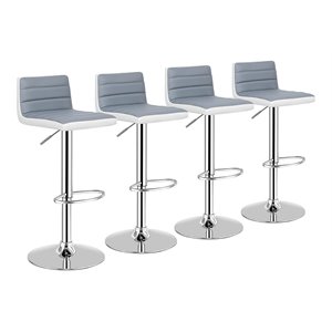 Pemberly Row 31&quot Steel and PU Adjustable Bar Stools in Gray (Set of 4)