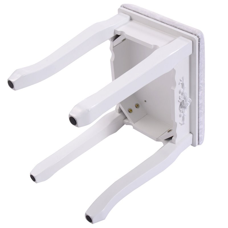 Pemberly Row Pine Wood Vanity Table Set with 4 Storage Drawers in White