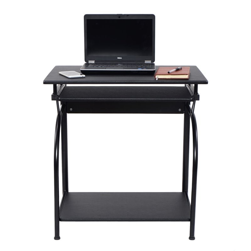 Pemberly Row Contemporary MDF and Steel Computer Desks in Black Finish