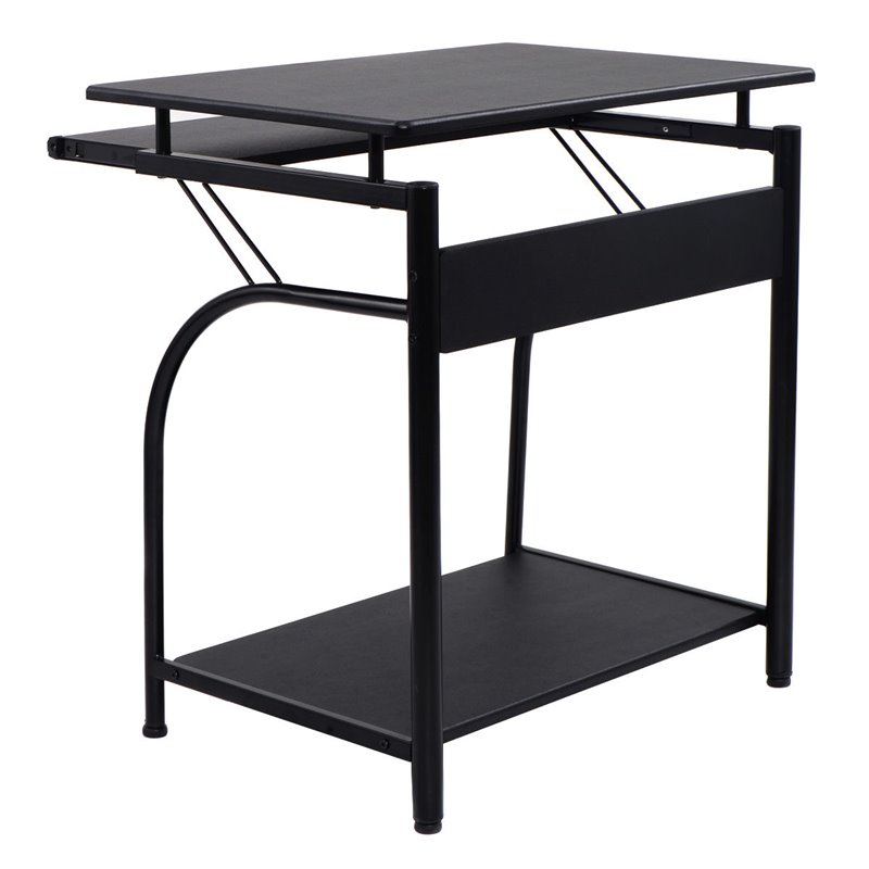 Pemberly Row Contemporary MDF and Steel Computer Desks in Black Finish