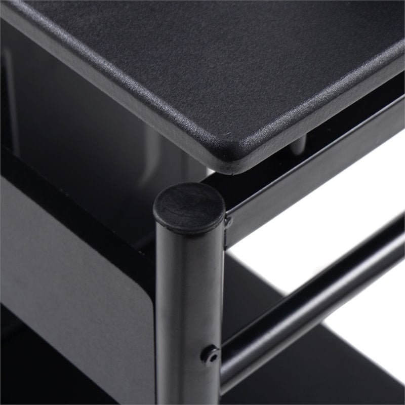 Pemberly Row Contemporary MDF and Steel Computer Desks in Black Finish