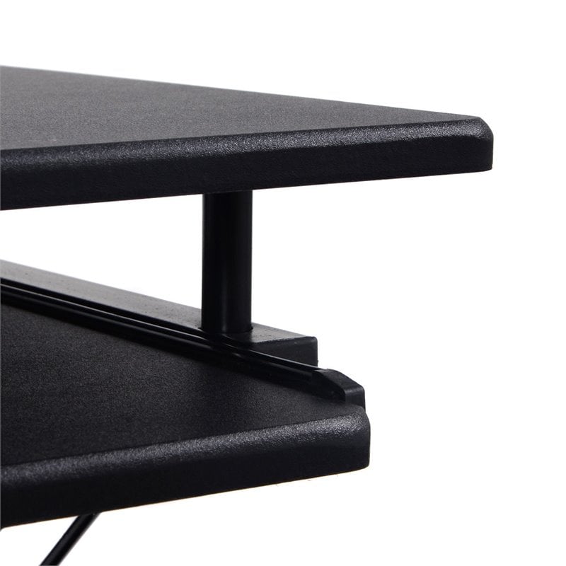 Pemberly Row Contemporary MDF and Steel Computer Desks in Black Finish