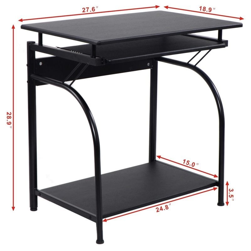 Pemberly Row Contemporary MDF and Steel Computer Desks in Black Finish