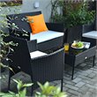 Pemberly Row 4 Pieces Rattan Patio Furniture Set with Cushion in White