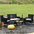 Pemberly Row 4 Pieces Rattan Patio Furniture Set with Cushion in White