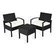 Pemberly Row 3 Pieces Rattan Patio Furniture Set with Cushion Outdoor in Black