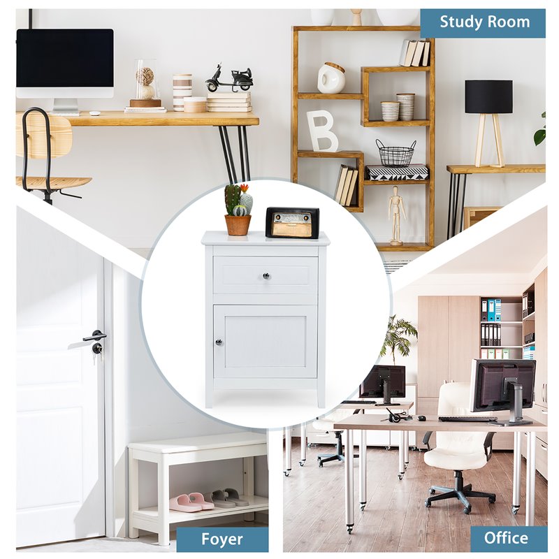 Pemberly Row 2-tier MDF and Pine Wood Nightstands in White (Set of 2)