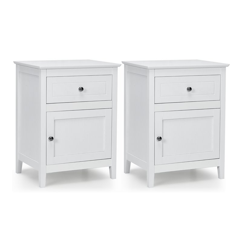 Pemberly Row 2-tier MDF and Pine Wood Nightstands in White (Set of 2)