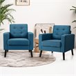 Pemberly Row Tufted Upholstered Fabric Modern Accent Armchair in Blue (Set of 2)