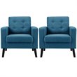 Pemberly Row Tufted Upholstered Fabric Modern Accent Armchair in Blue (Set of 2)