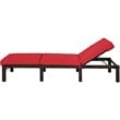 Pemberly Row 2 Pieces Rattan Outdoor Patio Lounge Chaise Chair in Brown/Red
