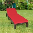 Pemberly Row 2 Pieces Rattan Outdoor Patio Lounge Chaise Chair in Brown/Red