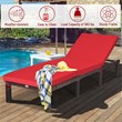 Pemberly Row 2 Pieces Rattan Outdoor Patio Lounge Chaise Chair in Brown/Red