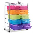 Pemberly Row 15 Drawers Scrapbook Paper Rolling Storage Cart in Multi-Color