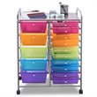 Pemberly Row 15 Drawers Scrapbook Paper Rolling Storage Cart in Multi-Color
