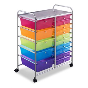 Pemberly Row 15 Drawers Scrapbook Paper Rolling Storage Cart in Multi-Color