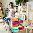 Pemberly Row Scrapbook Paper Rolling Storage Cart with 15 Drawers in Multi-Color
