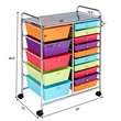 Pemberly Row Scrapbook Paper Rolling Storage Cart with 15 Drawers in Multi-Color