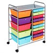 Pemberly Row Scrapbook Paper Rolling Storage Cart with 15 Drawers in Multi-Color