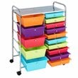 Pemberly Row Scrapbook Paper Rolling Storage Cart with 15 Drawers in Multi-Color