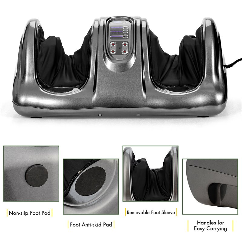 Pemberly Row ABS and Fabric Shiatsu Foot Massager with Remote Control in Gray