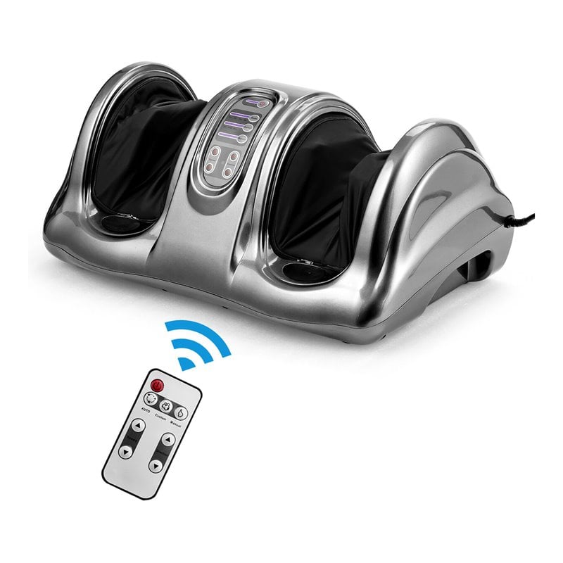 Pemberly Row ABS and Fabric Shiatsu Foot Massager with Remote Control in Gray