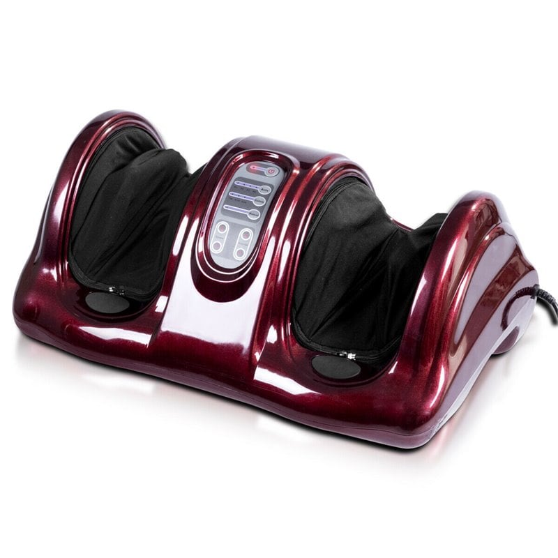 Pemberly Row Shiatsu Foot Massager w/ Remote Control in Burgundy Red