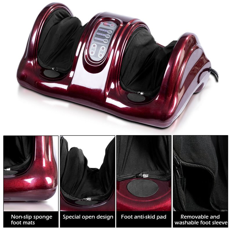 Pemberly Row Shiatsu Foot Massager w/ Remote Control in Burgundy Red