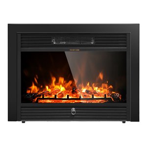 Pemberly Row 28.5&quot Metal Electric Fireplace with Remote Control in Black