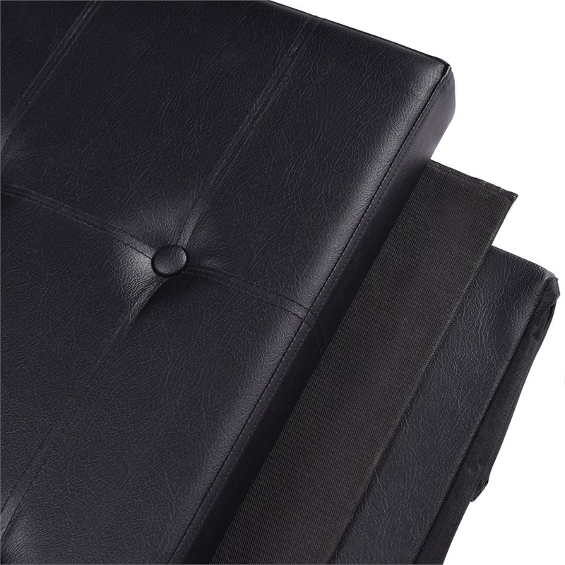 Pemberly Row 45'' Contemporary Leather Storage Seat Footstools in Black