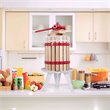 Pemberly Row Wood & Iron Crusher Juice Maker Tool/Wine Press in Red