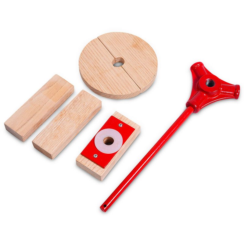 Pemberly Row Wood & Iron Crusher Juice Maker Tool/Wine Press in Red