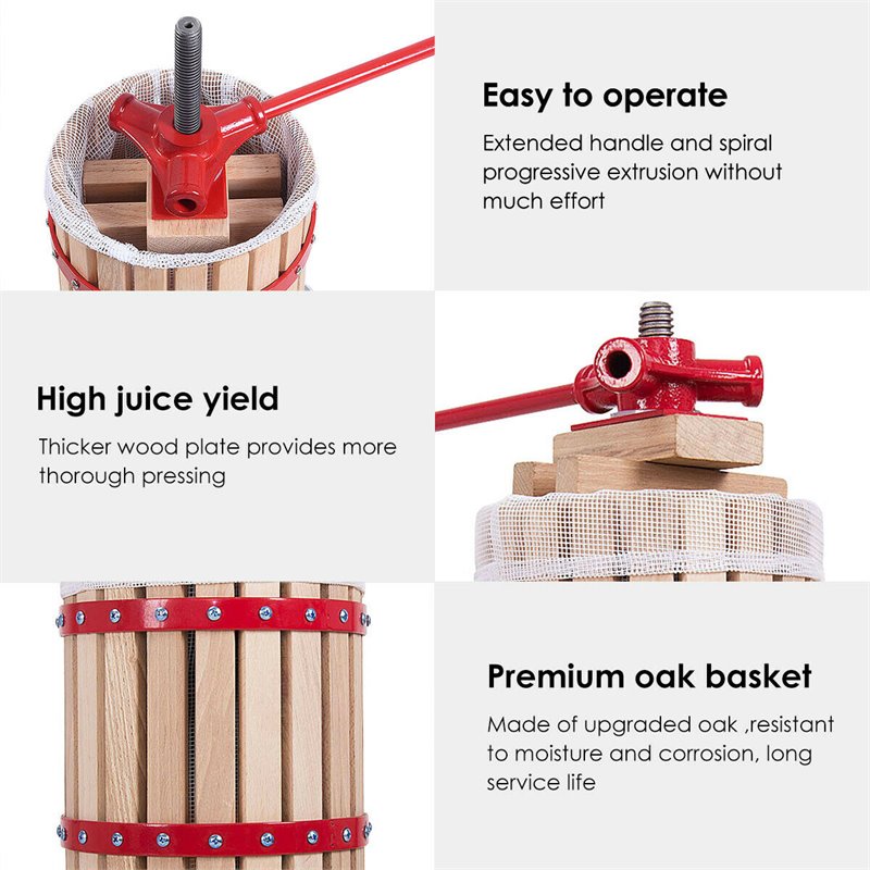 Pemberly Row Wood & Iron Crusher Juice Maker Tool/Wine Press in Red