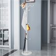 Pemberly Row 70'' Contemporary Iron & Marble Coat Rack with 15 Hooks in White