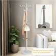 Pemberly Row 70'' Contemporary Iron & Marble Coat Rack with 15 Hooks in White