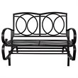 Pemberly Row Steel Metal Outdoor Patio Rocking Bench with Cushion Seat in Blue