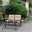 Pemberly Row 2 Pieces Metal Patio Outdoor Furniture Set with Cushion in Beige