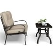 Pemberly Row 2 Pieces Metal Patio Outdoor Furniture Set with Cushion in Beige