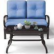 Pemberly Row 2 Pieces Metal Patio Outdoor Furniture Set with Cushion in Blue