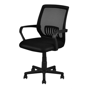 Pemberly Row Contemporary Polyurethane Mid-back Mesh Office Chairs in Black